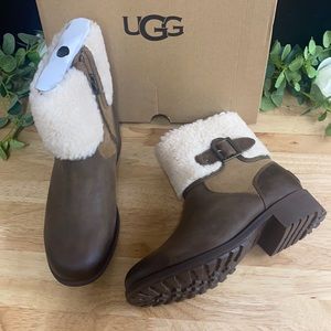 Ugg Brwon Leather Elings Booties, 8.5M